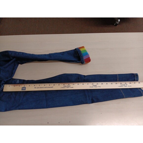 NWT Pride Bunny Jeans Size 34 Dark Wash Rainbow Roll Cuffs Vegan Stretch - Picture 6 of 6